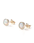 Baikalla Jewelry Gold Opal Earrings Baikalla™ 14k White Gold Natural Australian Light Opal Bezel Set Earrings