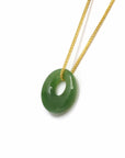 Baikalla Jewelry Jade Pendant Necklace Genuine HeTian Nephrite Green Jade Lucky KouKou Circle Pendant Necklace