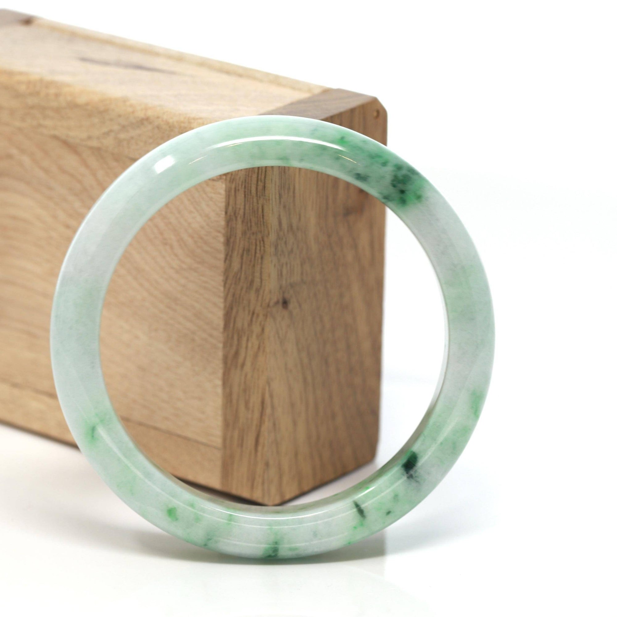 Baikalla Jewelry Jadeite Jade Bangle Bracelet Baikalla™ &quot;Classic Bangle&quot; Genuine Burmese Green Jadeite Jade Bangle Bracelet (58.4 mm) 