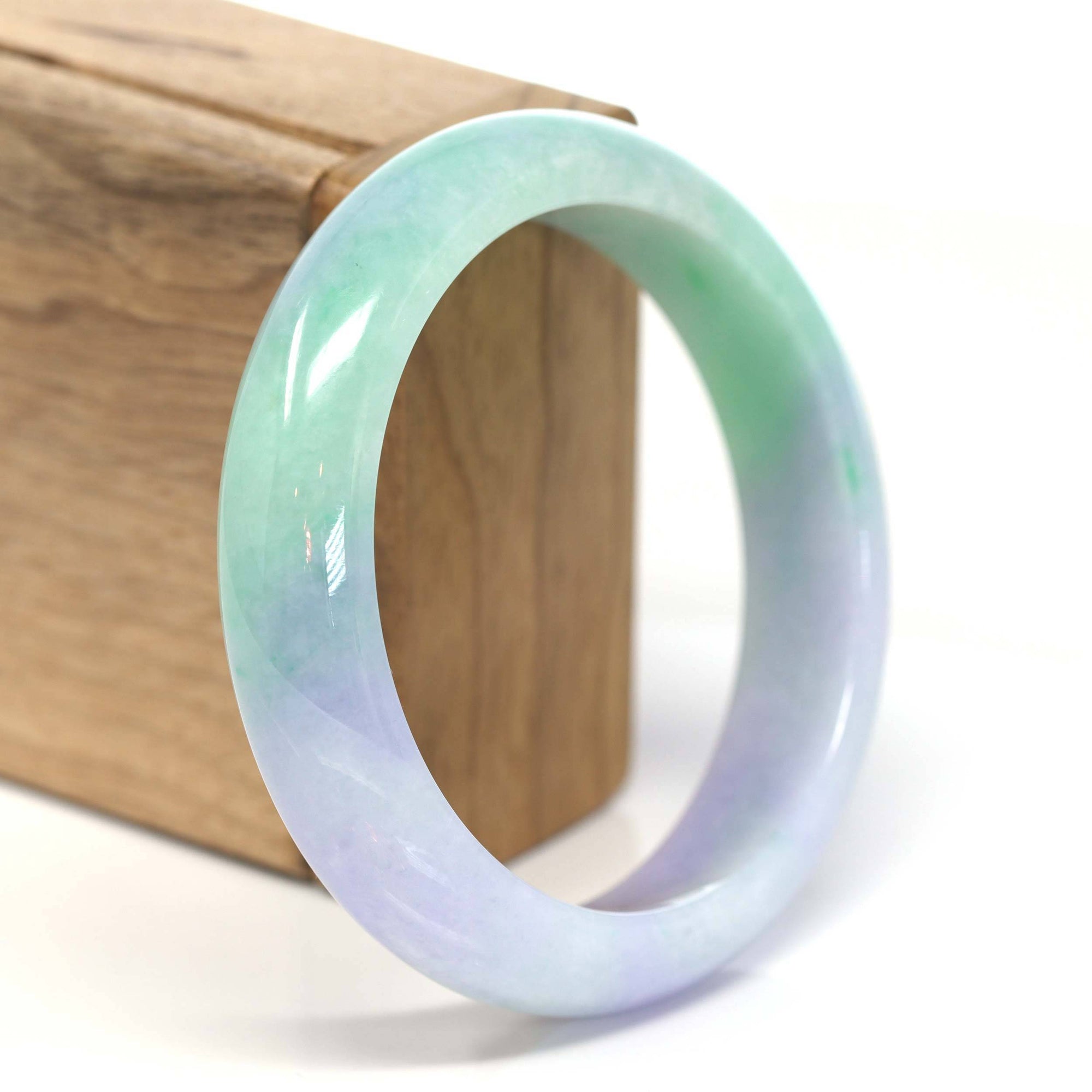 Baikalla Jewelry Jadeite Jade Bangle Bracelet Genuine Burmese Lavender & Green Jadeite Jade Bangle Bracelet ( 59.54 mm ) #209