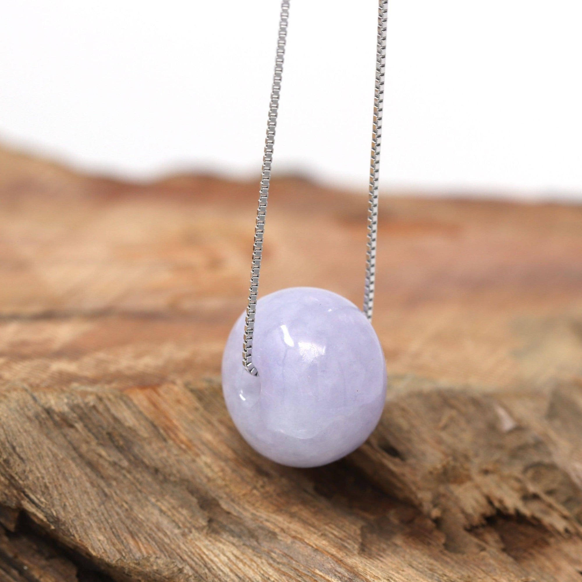 Baikalla Jewelry Jade Pendant Necklace Baikalla™ &quot;Good Luck Button&quot; Necklace Real Lavender Jade Lucky KouKou Pendant Necklace