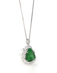 Baikalla Jewelry 18k Gold Jadeite Necklace 18K White Gold High-End Imperial Jadeite Jade Buddha Necklace with Diamonds