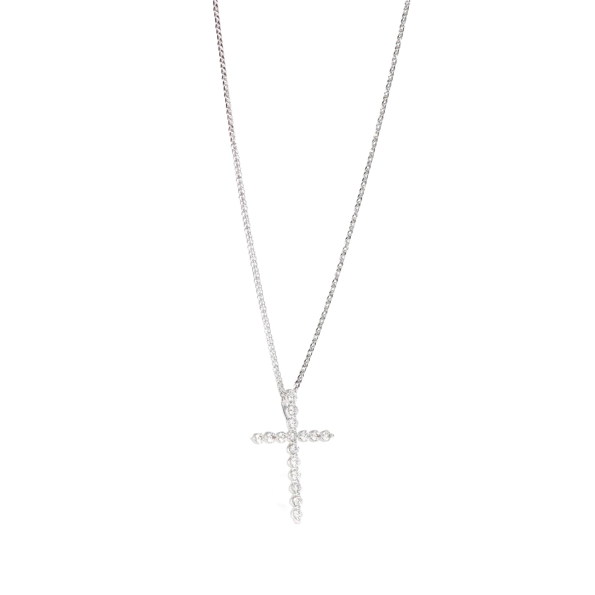 Baikalla Jewelry 18K Pure White Gold Pendant 18K White Gold Cross Pendant Necklace With SI Diamonds