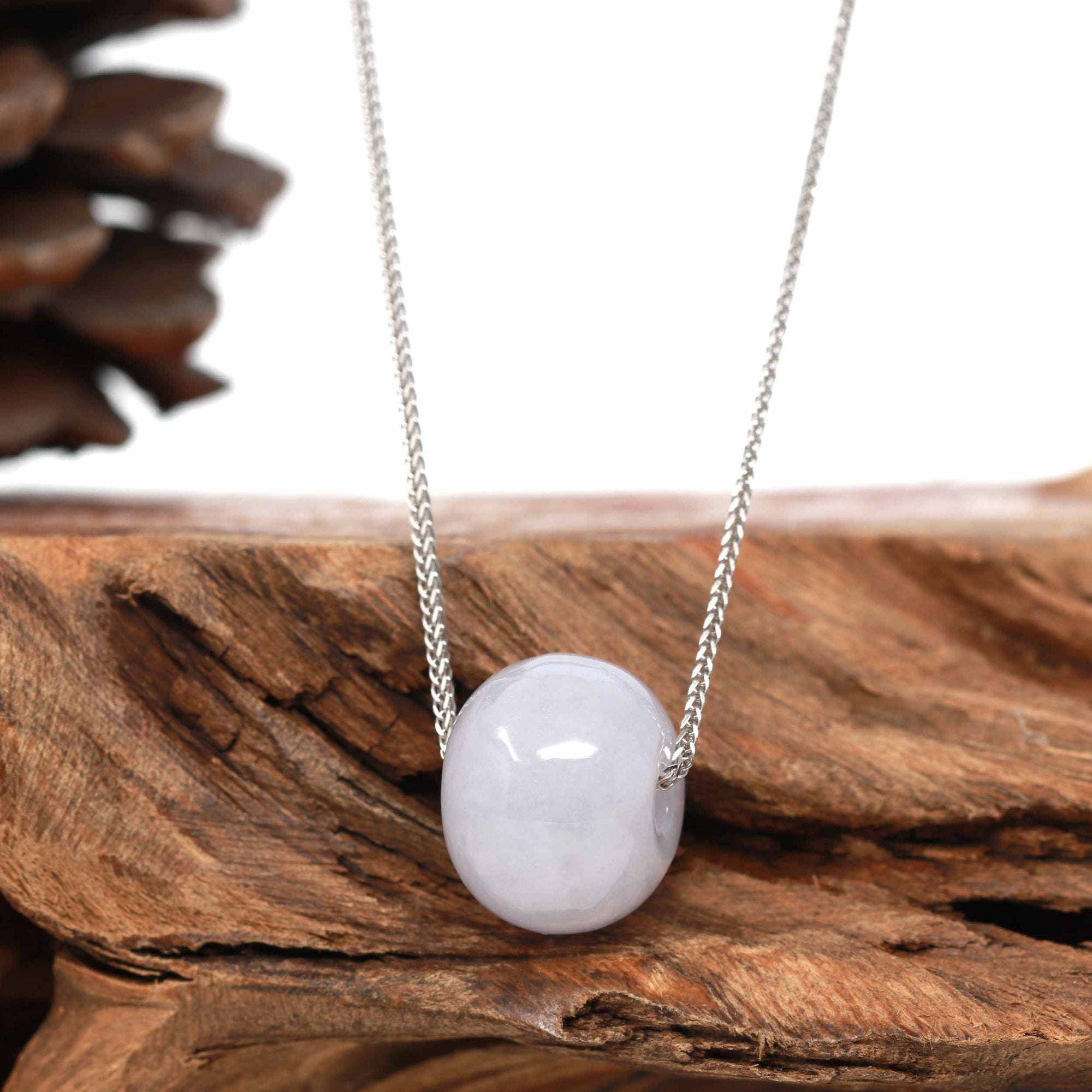 Baikalla Jewelry Jade Pendant Necklace Baikalla™ "Good Luck Button" Necklace Light Lavender Jade Lucky KouKou Pendant Necklace