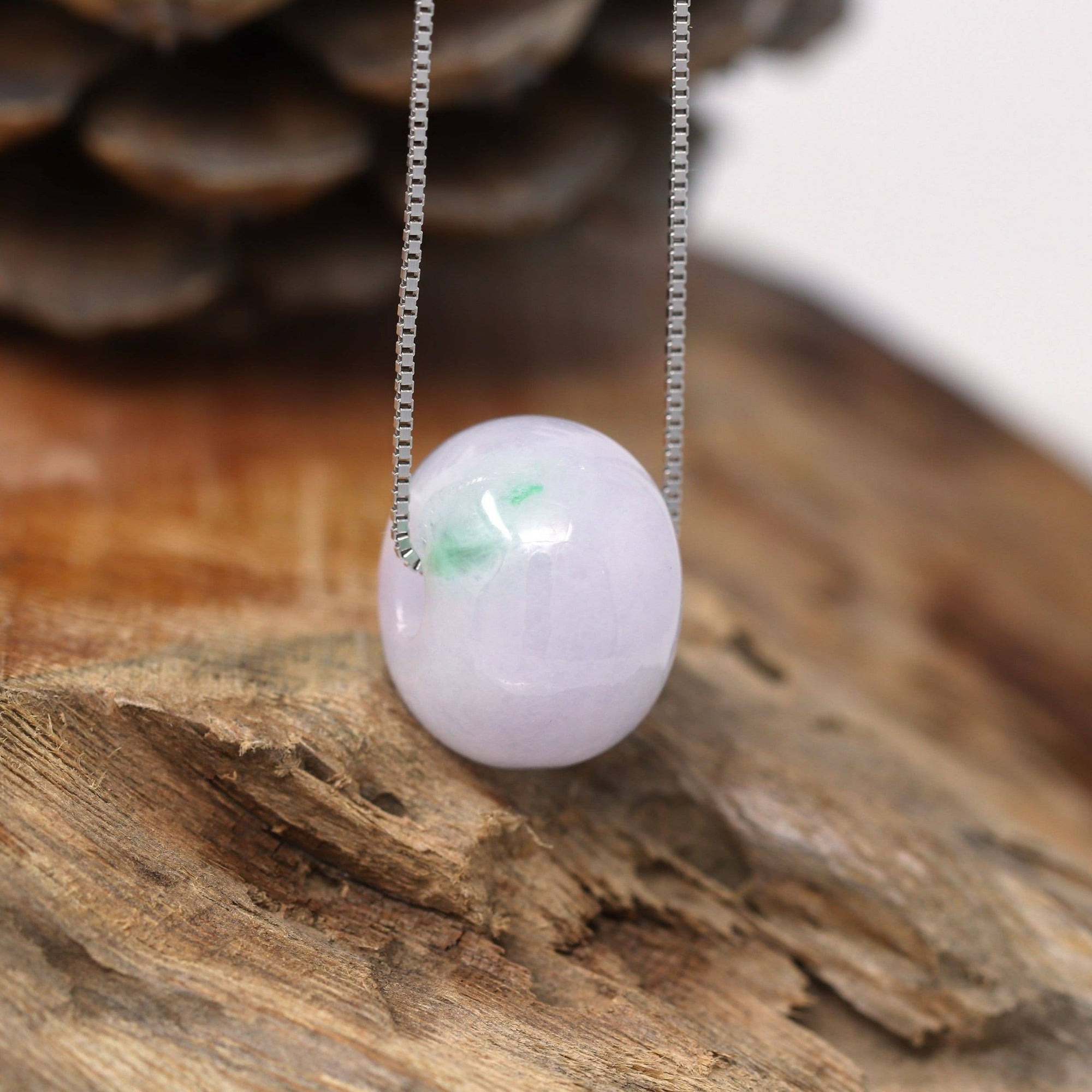 Baikalla Jewelry Jade Pendant Necklace Baikalla™ "Good Luck Button" Necklace Real Lavender Jade Lucky KouKou Pendant Necklace