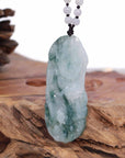 Baikalla Jewelry Jade Carving Necklace Baikalla™ "Soaring dragon" Natural Jadeite Jade Blue Green Pendant Necklace For Men, Collectibles