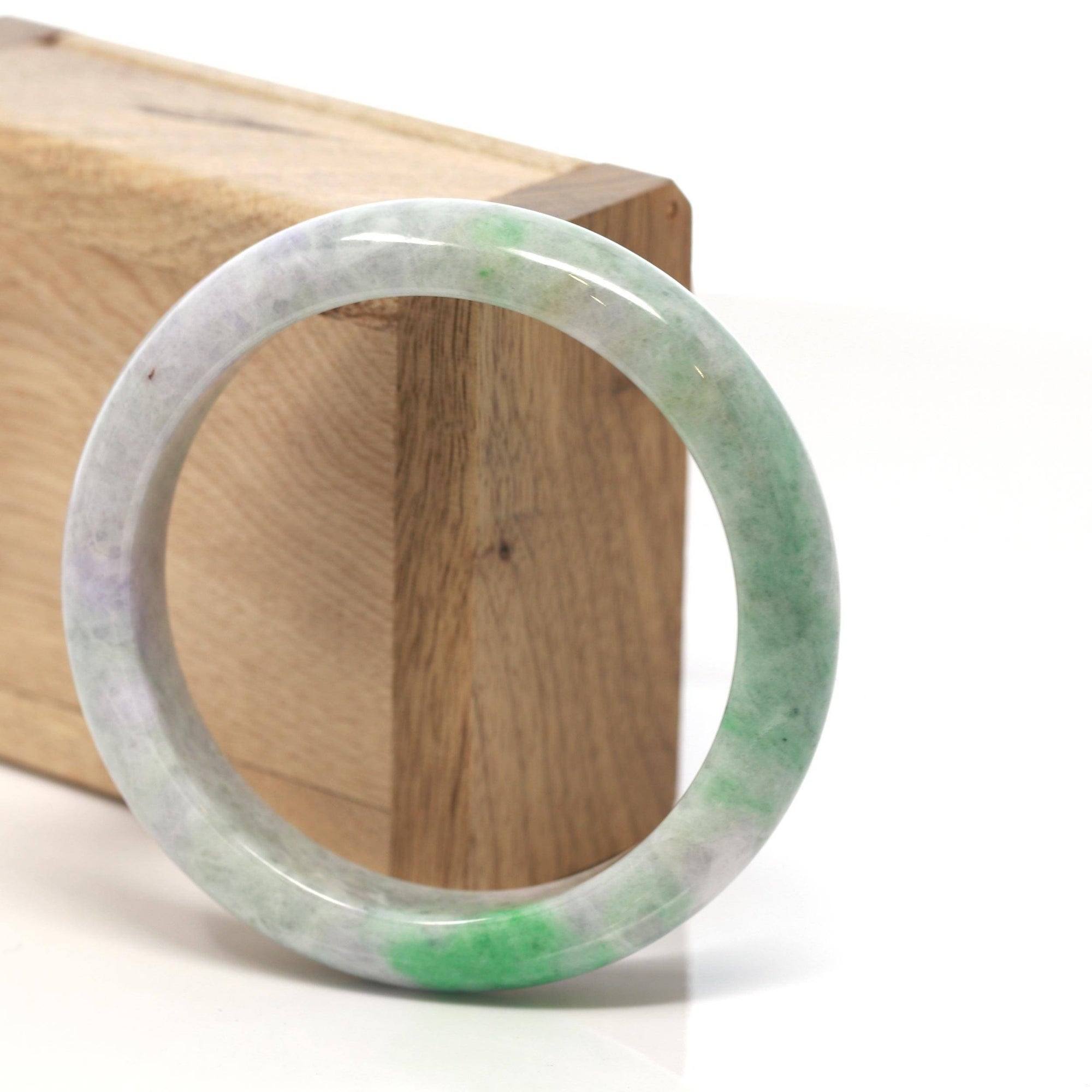 Baikalla Jewelry Jadeite Jade Bangle Bracelet Baikalla™ "Classic Bangle" Genuine Burmese Green Jadeite Jade Bangle Bracelet (58.4 mm) #136