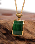 Baikalla Jewelry 18k Gold Jadeite Pendant 18k White Gold Genuine Burmese Jadeite Bamboo Pendant Necklace With Diamond