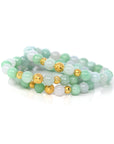 Baikalla Jewelry jade beads bracelet 24K Pure Yellow Gold Money Beads With Genuine Green Jade Round Beads Bracelet ( 9 mm )