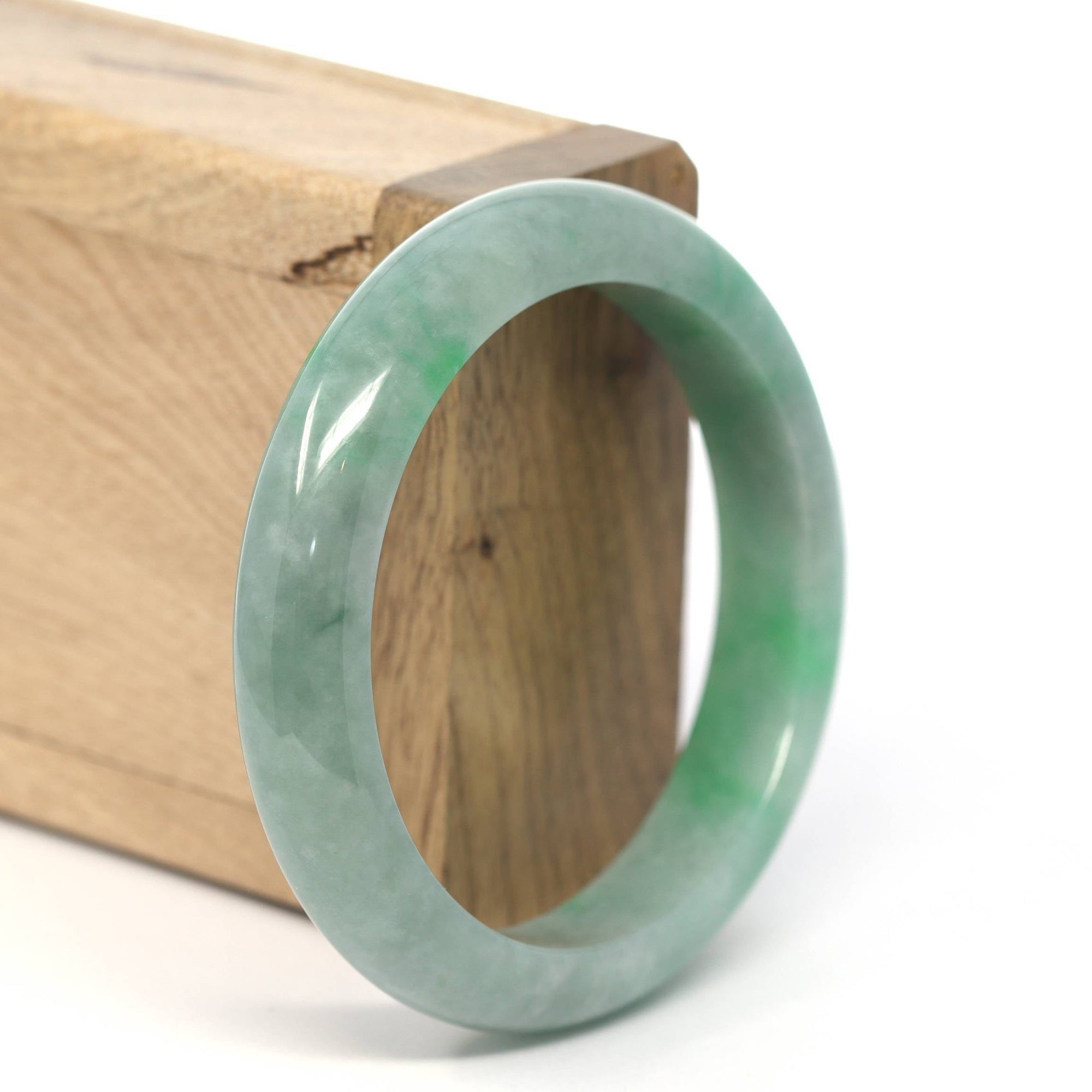 Baikalla Jewelry Jadeite Jade Bangle Bracelet Genuine Burmese Forest Green Jadeite Jade Bangle Bracelet (56 mm) #219