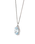 Baikalla Jewelry Gold Aquamarine 14k White Gold Natural Oval Aquamarine Necklace With Diamond