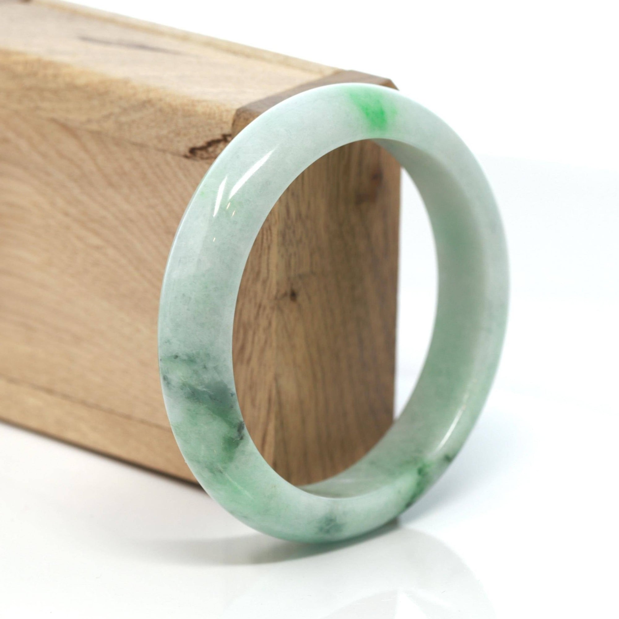 Baikalla Jewelry Jadeite Jade Bangle Bracelet Baikalla™ "Classic Bangle" Genuine Burmese Green Jadeite Jade Bangle Bracelet (58.2 mm) #167