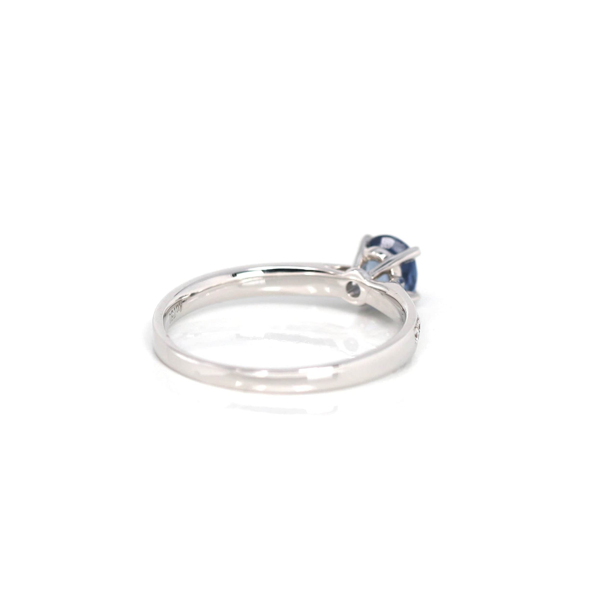 Baikalla Jewelry Gold Sapphire Ring 18k White Gold Natural Blue Sapphire Ring with Diamonds