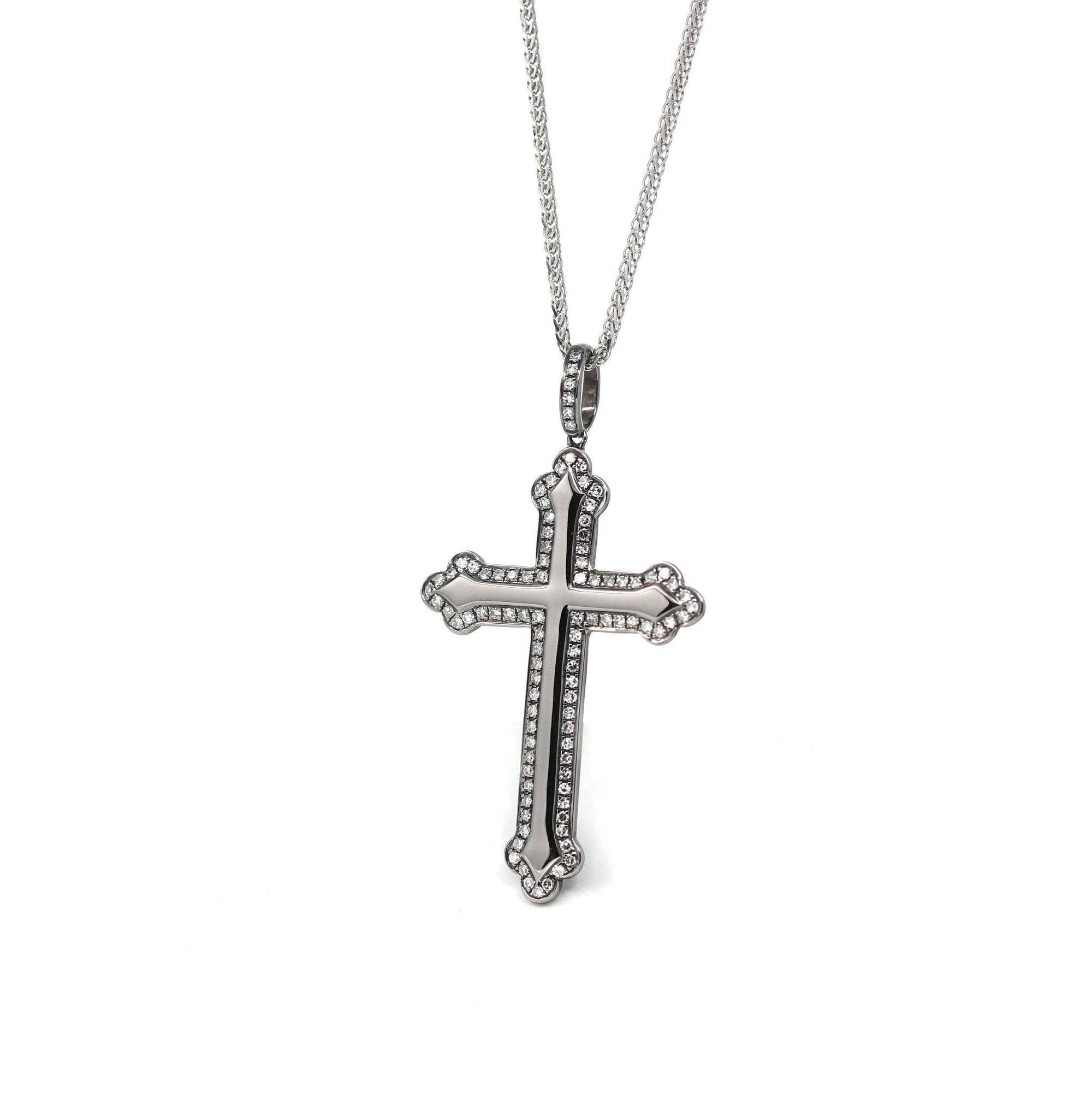 Baikalla Jewelry 24K Pure Yellow Gold Pendant 18K White Gold Cross Pendant Necklace With Diamond