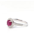 Baikalla Jewelry Gold Ruby Ring 18k White Gold Natural Round Pink Ruby Diamond Anniversary Ring