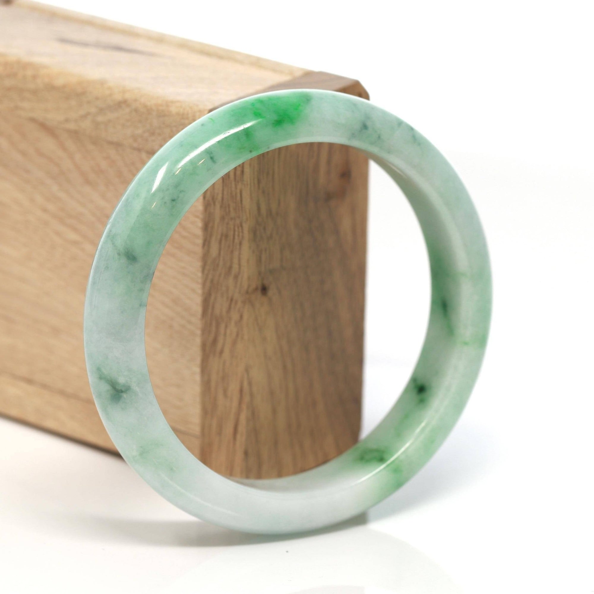 Baikalla Jewelry Jadeite Jade Bangle Bracelet Baikalla™ "Classic Bangle" Genuine Burmese Green Jadeite Jade Bangle Bracelet ( 58.3mm) #133