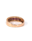 Baikalla Jewelry Gold Sapphire Ring 18k Rose Gold Natural Ruby Channel Set Band Ring with Diamonds