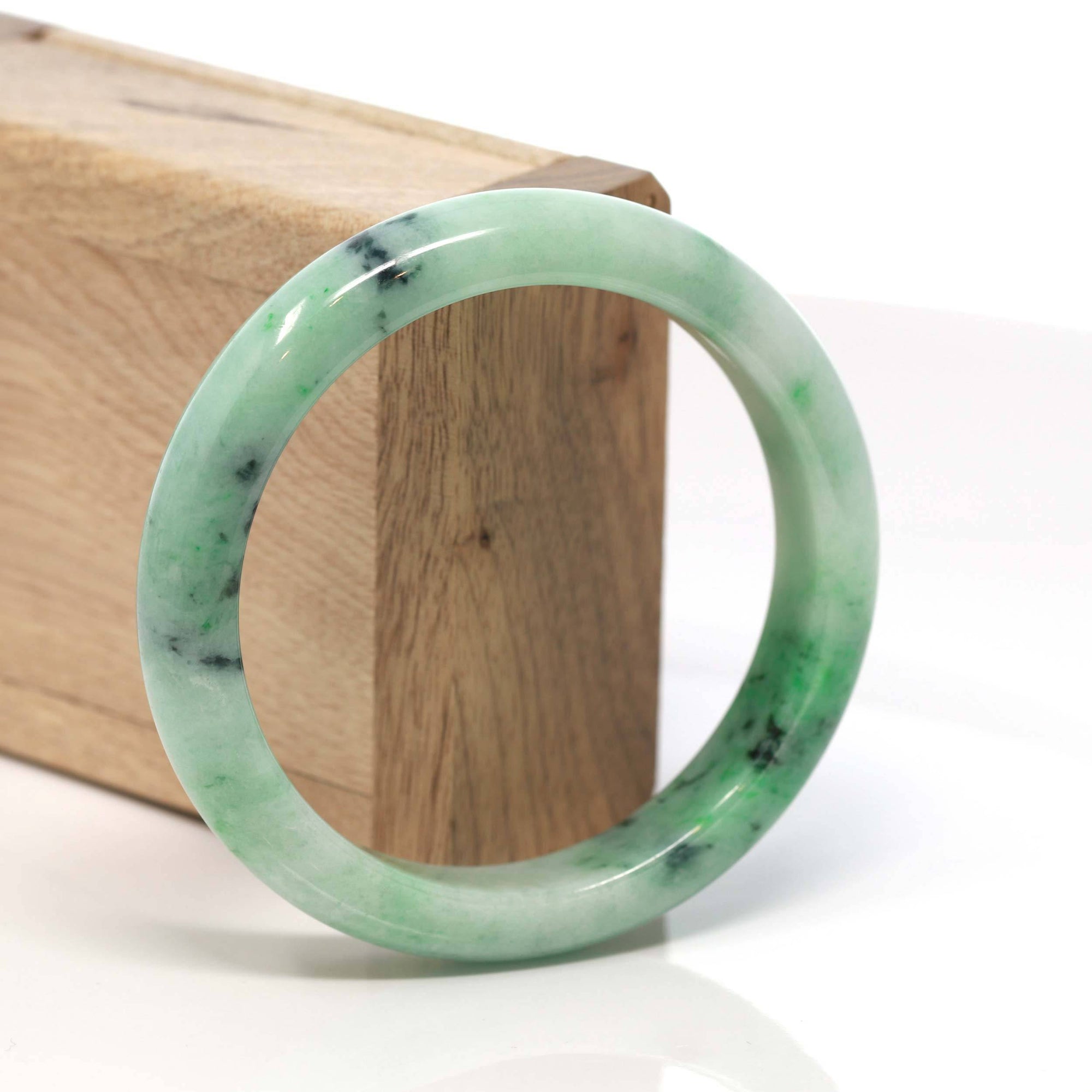 Baikalla Jewelry Jadeite Jade Bangle Bracelet Baikalla™ &quot;Classic Bangle&quot; Genuine Burmese Green Jadeite Jade Bangle Bracelet (58.4 mm) 