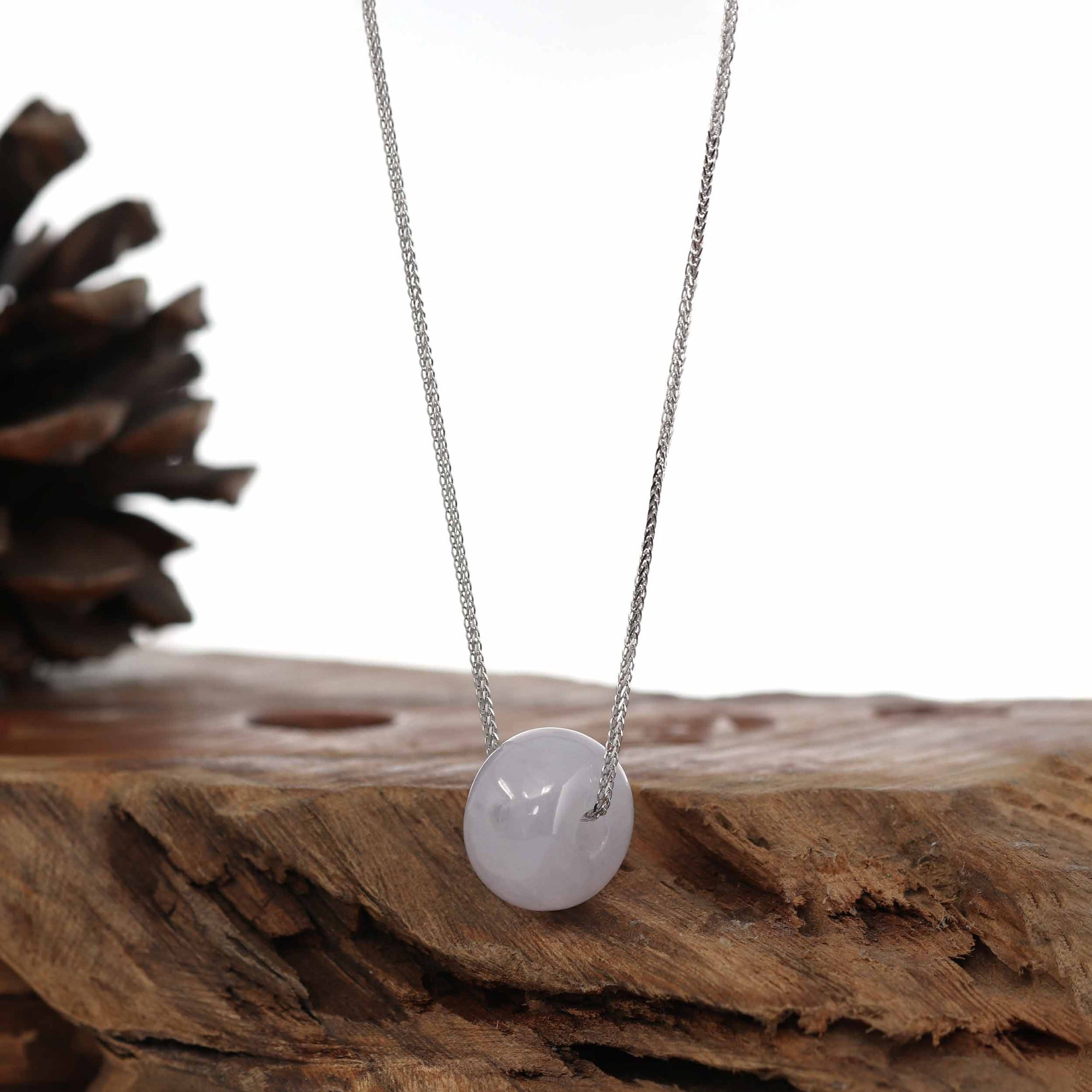 Baikalla Jewelry Jade Pendant Necklace Baikalla "Good Luck Button" Necklace Lavender Jadeite Jade Lucky Ping An Kou Necklace