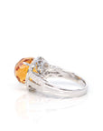 Baikalla Jewelry Gemstone Ring Baikalla 14K White Gold Faceted Cabochon Natural Citrine Ring CTW 1/4