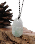 Baikalla Jewelry Jade Carving Necklace Genuine Green & Light Lavender "Buddha's Palm" Jadeite Jade Good Luck Pendant Necklace With Real Jadeite Bead Necklace