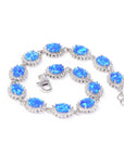 Baikalla Jewelry Silver Gemstone Bracelet Baikalla™ Sterling Silver Lab-Created Classic Oval Opal Cute Bracelet With CZ