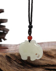 Baikalla Jewelry Jade Pendant Necklace Baikalla™ Genuine HeTian White Nephrite Jade Elephant Pendant Necklace