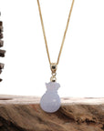 Baikalla Jewelry Jade Pendant Natural Ice Lavender Jadeite Jade Lucky Money Sack Necklace With 14k Yellow Gold Bail