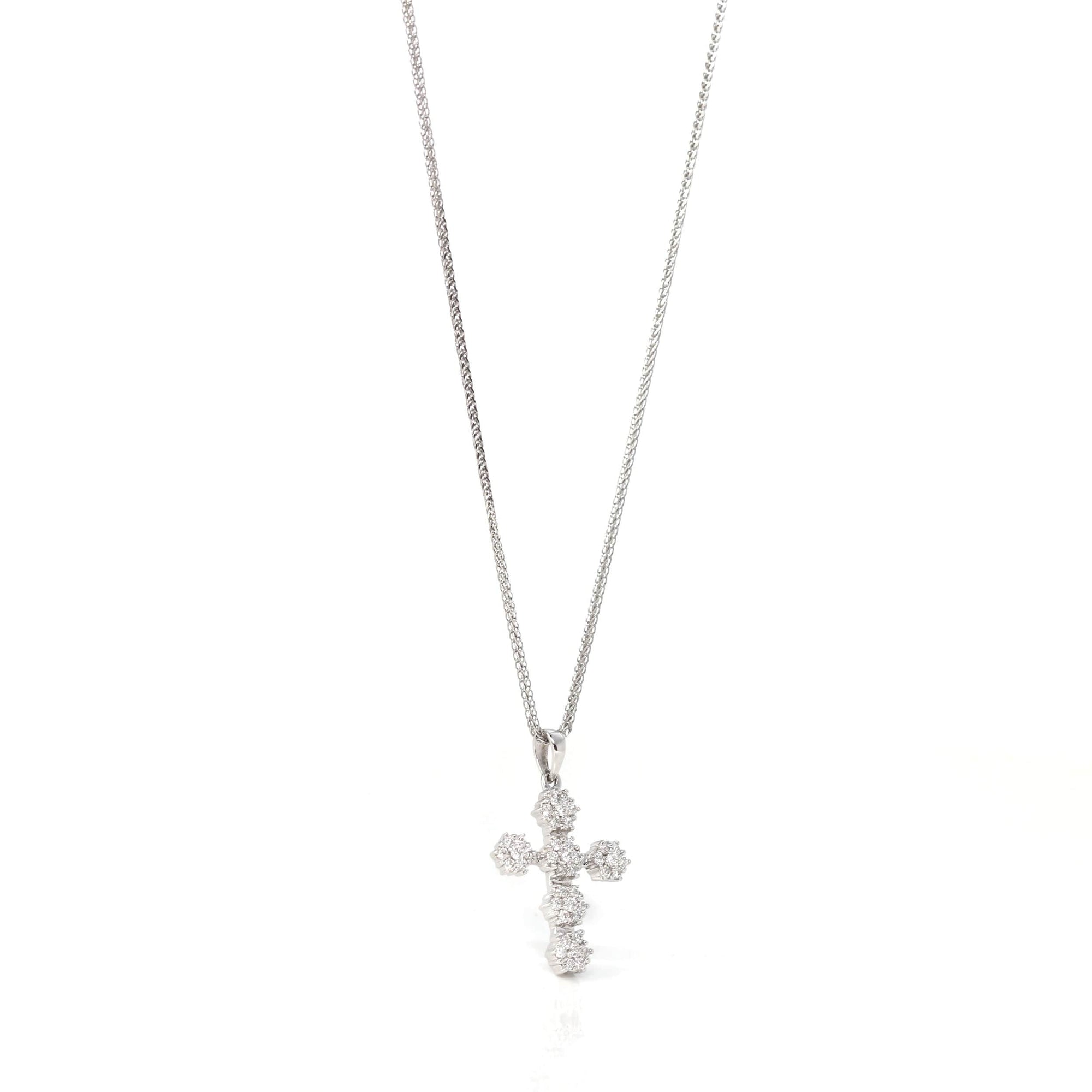 Baikalla Jewelry 18K Pure White Gold Pendant 18K White Gold Cross Pendant Necklace With VS1 Diamonds