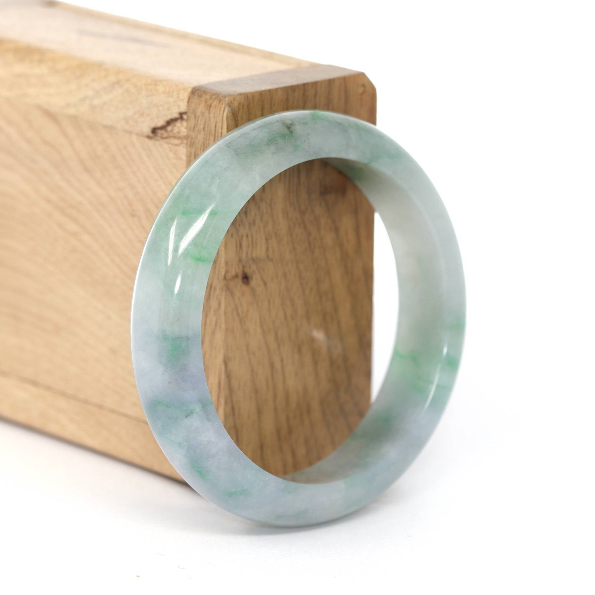 Baikalla Jewelry Jadeite Jade Bangle Bracelet Baikalla &quot;Classic Bangle&quot; Blue Green Natural Burmese Jadeite Jade Bangle (52.61mm) 