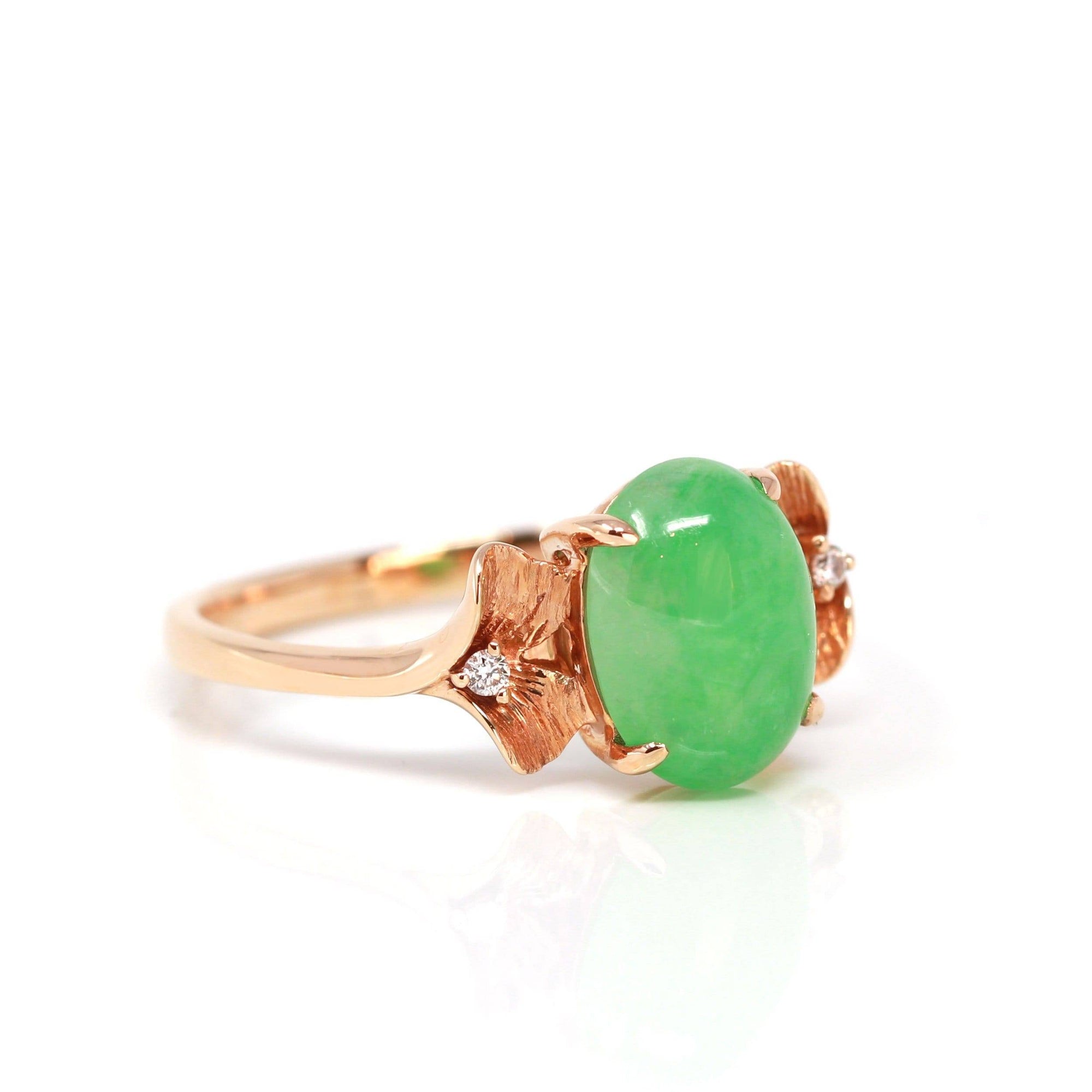 Baikalla Jewelry Jadeite Engagement Ring Baikalla™ "Talia" 18k Rose Gold Natural Imperial Jadeite Engagment Ring