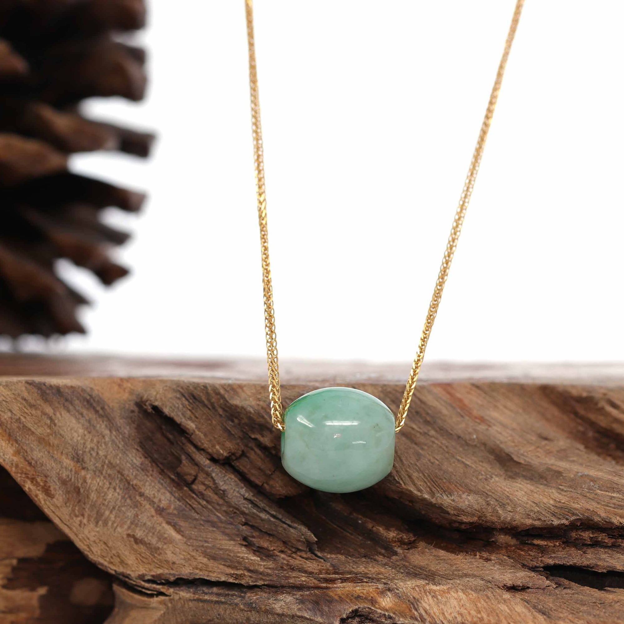 Baikalla Jewelry Jade Pendant Necklace Baikalla™ "Good Luck Button" Necklace Rich Forest Green Jade Lucky TongTong Pendant Necklace