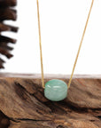 Baikalla Jewelry Jade Pendant Necklace Baikalla™ "Good Luck Button" Necklace Rich Forest Green Jade Lucky TongTong Pendant Necklace