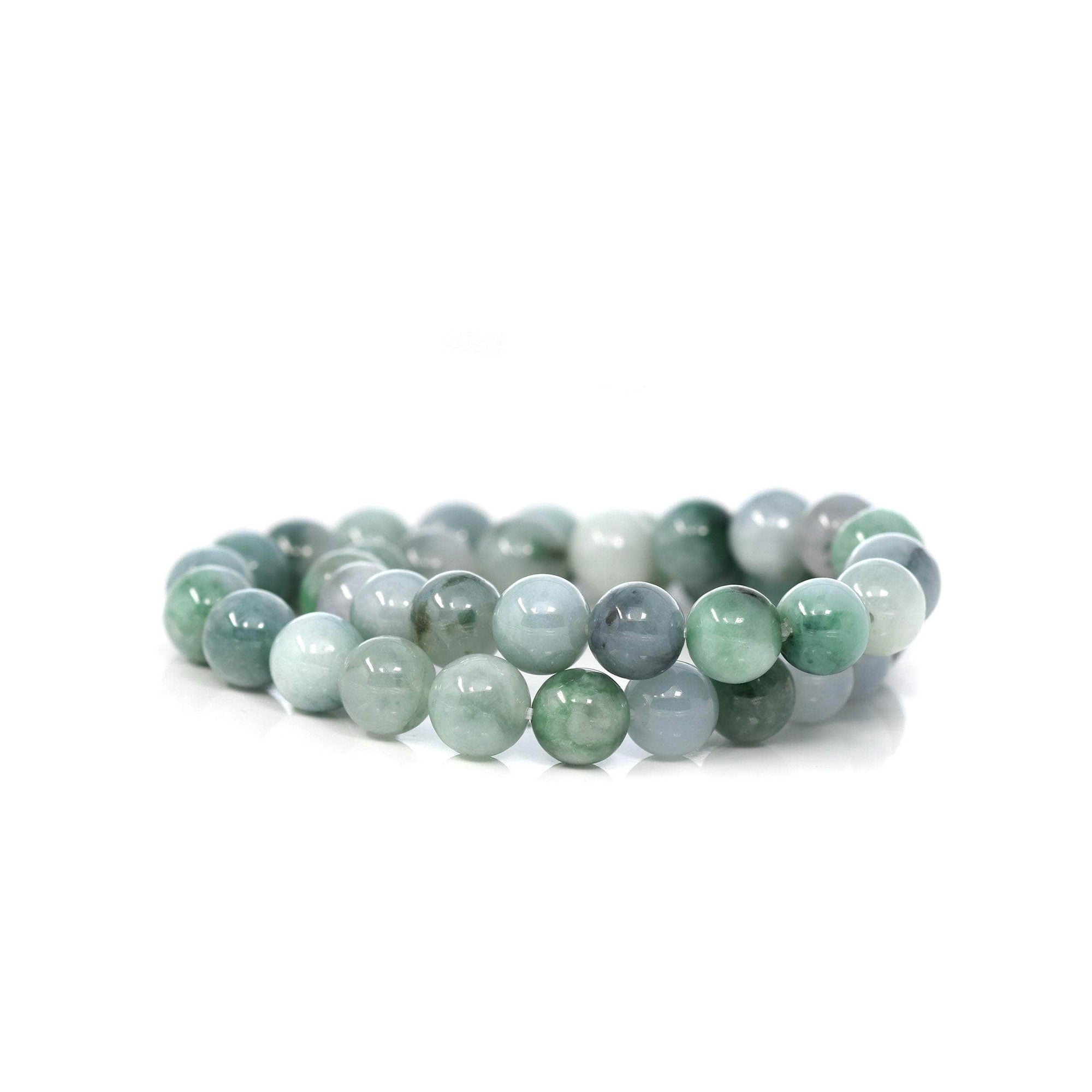 Baikalla Jewelry jade beads bracelet Genuine Jadeite Jade 10mm Round Blue Green Multiple Color Beads Bracelet (10mm)