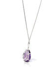 Baikalla Jewelry Gemstone Pendant Necklace 14k White Gold Genuine AAA Royal Amethyst Pendant Necklace