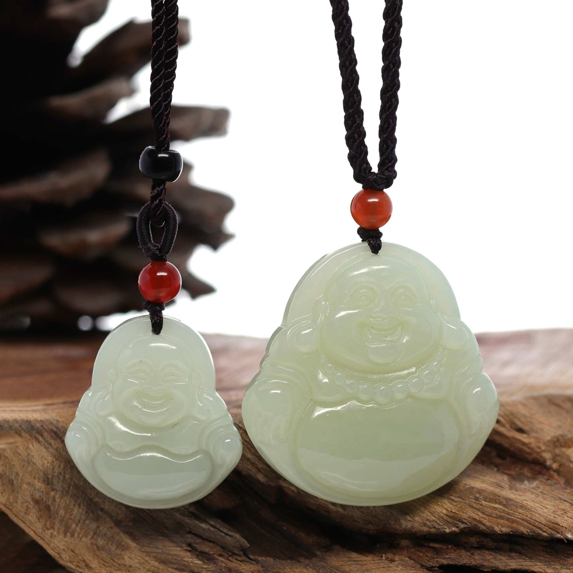 Baikalla Jewelry Jade Pendant Necklace Baikalla™ &quot;Goddess of Compassion Buddha&quot; Genuine White Jade Pendant Necklace