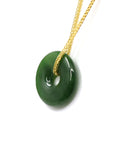 Baikalla Jewelry Jade Pendant Necklace Genuine HeTian Nephrite Green Jade Lucky KouKou Circle Pendant Necklace