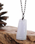 Baikalla Jewelry Jade Pendant Necklace Genuine Light Lavender Jadeite Jade "Good Luck Bamboo" Pendant Necklace With Real Jadeite Bead Necklace