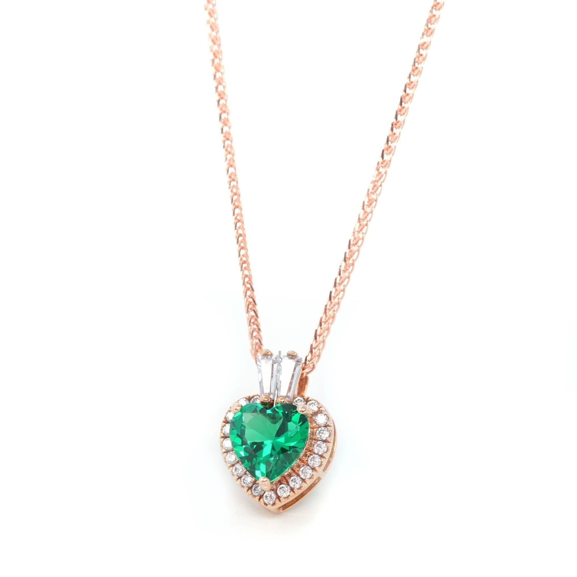 Baikalla Jewelry Emerald Pendant Necklace Pendant Only 18k Rose Gold  Lab. Created Emerald &amp; CZ Pendant Necklace