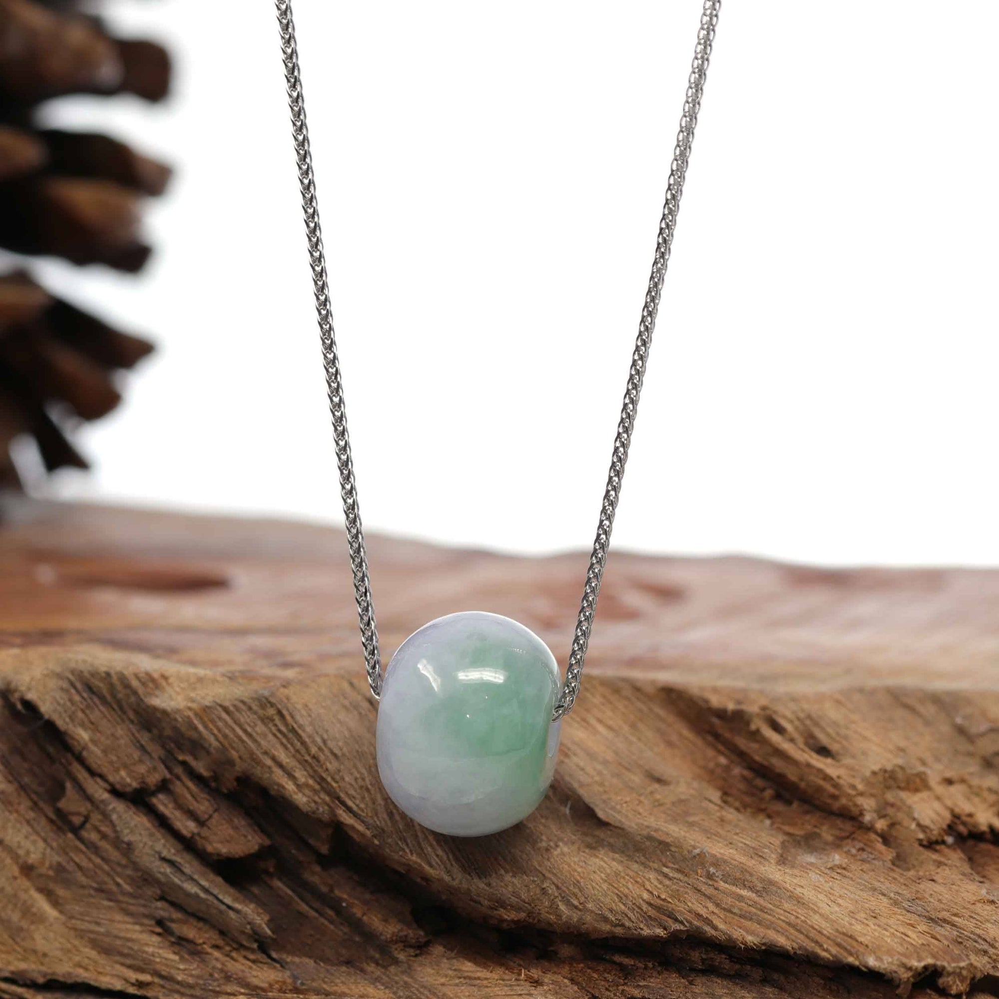 Baikalla Jewelry Jade Pendant Necklace Baikalla "Good Luck Button" Necklace Green & Lavender Jadeite Jade Lucky Tong Tong Pendant Necklace