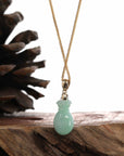 Baikalla Jewelry Jade Pendant Natural Green Jadeite Jade "Magic Bottle Gourd" Hulu Necklace With 14k Yellow Gold Bail