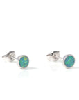 Baikalla Jewelry Gold Gemstone Earrings Baikalla™ 14k Natural Round Australian Blue Opal Bezel Set Earrings