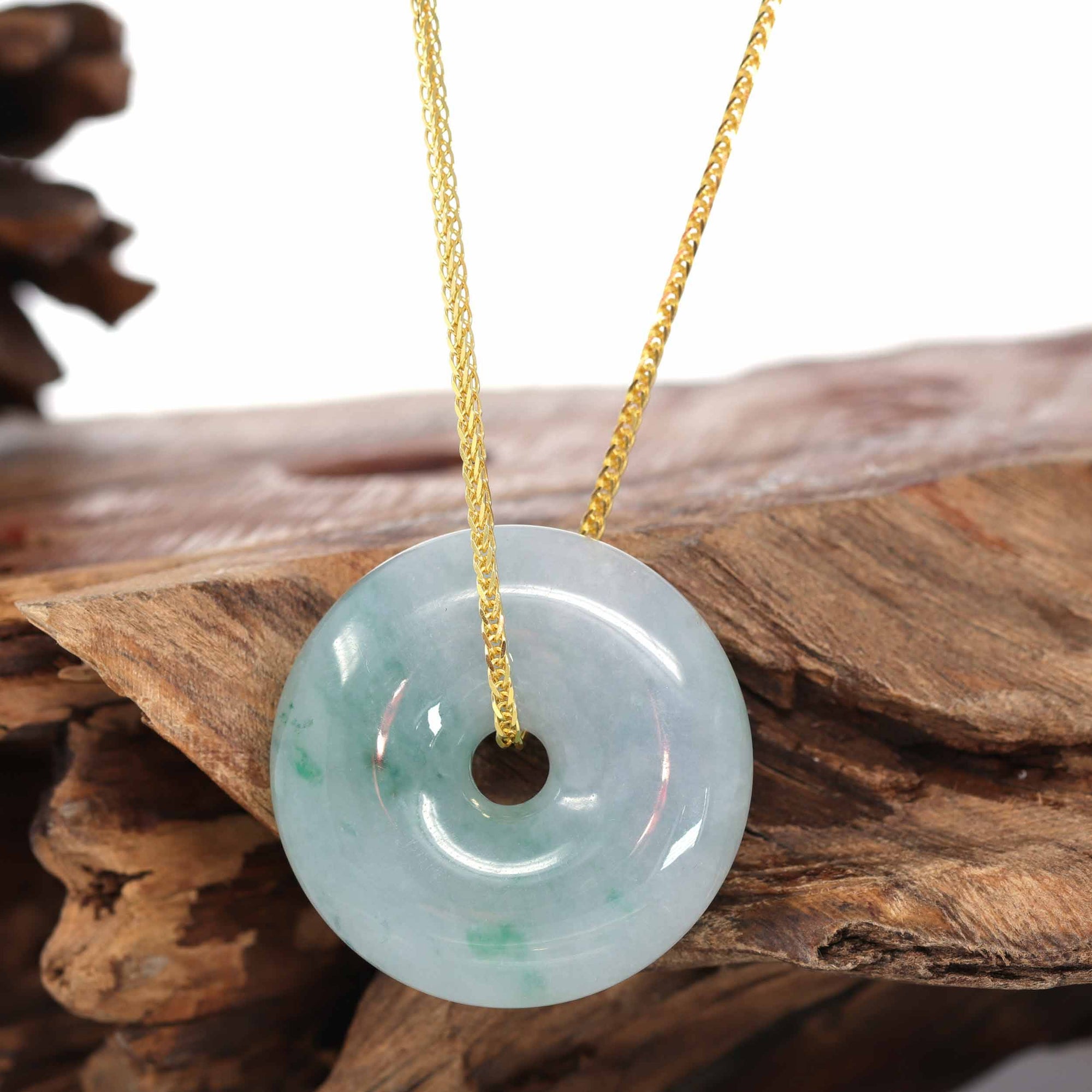 Baikalla Jewelry Jade Pendant Necklace Baikalla &quot;Good Luck Button&quot; Necklace Green Jadeite Jade Pendant For Men