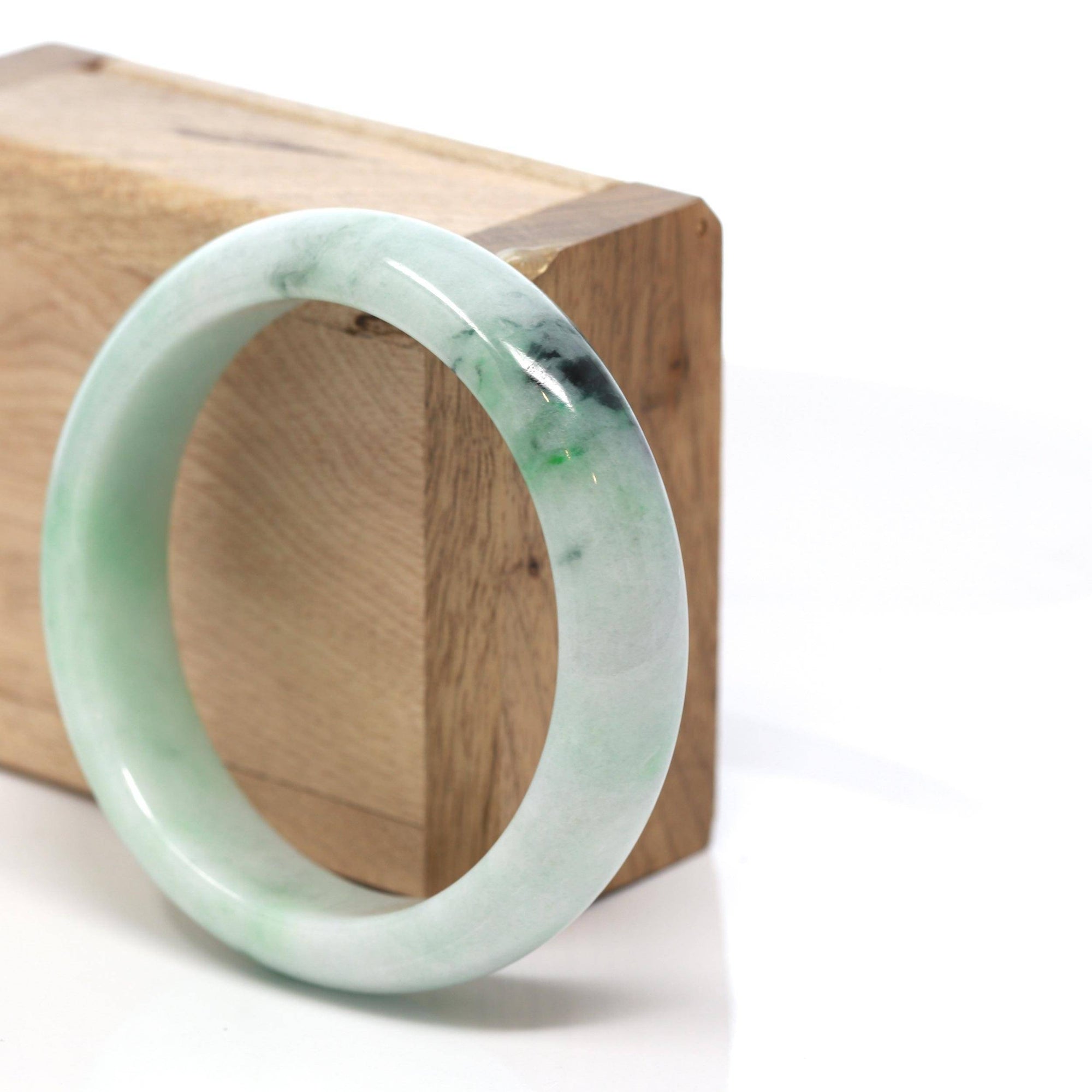 Baikalla Jewelry Jadeite Jade Bangle Bracelet Baikalla™ "Classic Bangle" Genuine Burmese Green Jadeite Jade Bangle Bracelet (58.41 mm) #175