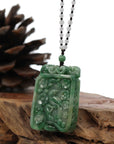 Baikalla Jewelry Jade Guanyin Pendant Necklace Genuine Green Jadeite Jade "Lucky Bird on Branch" Pendant Necklace With Real Jadeite jade Beads Necklace