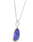 Baikalla Jewelry Gemstone Pendant Necklace Opal Baikalla™ Sterling Silver Freeform Australian Blue Opal Bezel Set Necklace