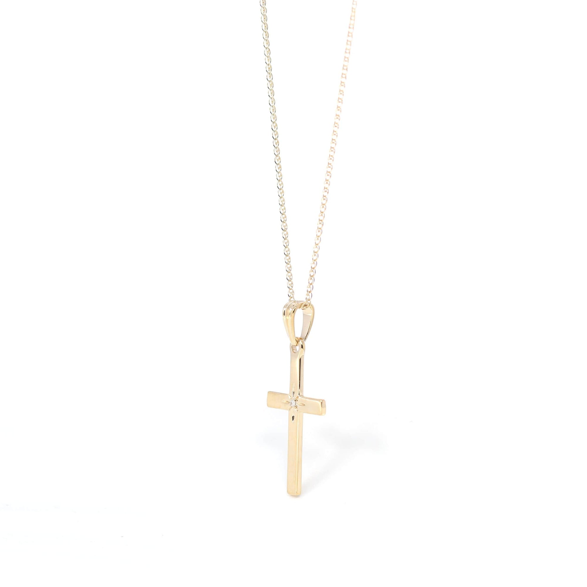 Baikalla Jewelry 18K Pure Yellow Gold Pendant 18K Yellow Gold Cross Pendant Necklace With VS1 Diamond