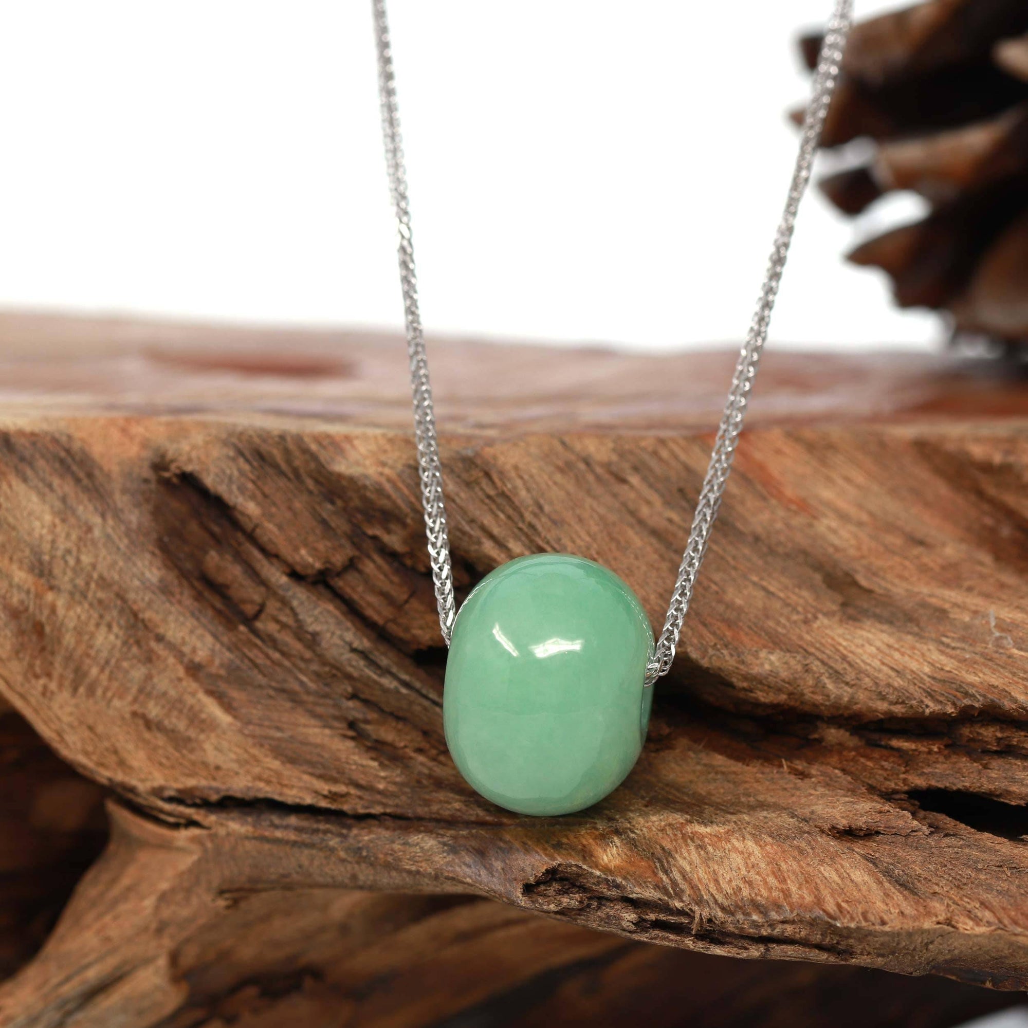 Baikalla Jewelry Jade Pendant Necklace Baikalla™ "Good Luck Button" Necklace Real Green Jade Lucky TongTong Pendant Necklace