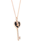 Baikalla Jewelry Gold Jade Necklace Baikalla™ 18k Rose Gold Black Jade Heart Key Necklace With CZ