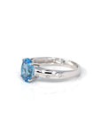 Baikalla Jewelry Gold Topaz Ring 14k White Gold Genuine Swiss Blue Topaz Ring with Diamonds